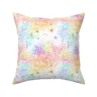 Pastel Rainbow Cloud Stars, white background 