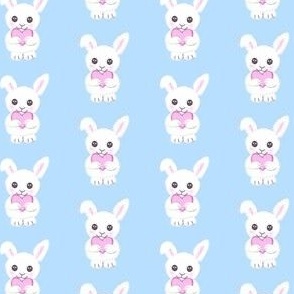 Fluffy bunny on blue