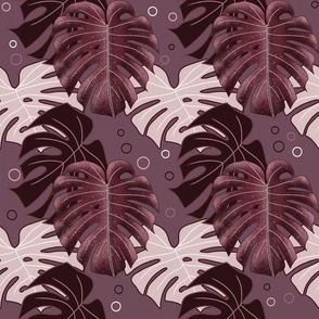 Monstera Pattern - Burgundy