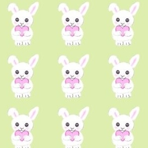 Fluffy bunnies on green