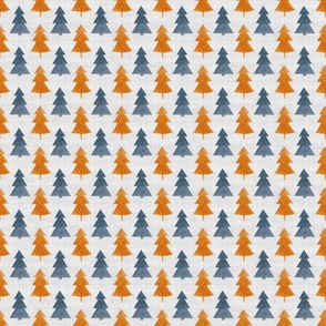 Small Scale Coordinate for Woodland Wonderland Animals Navy and Orange Trees on Grey
