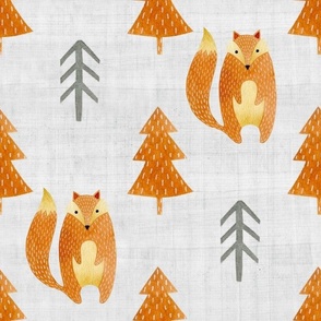 Large Scale Orange Fox and Trees Coordinate for Woodland Wonderland Animals