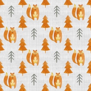Medium Scale Orange Fox and Trees Coordinate for Woodland Wonderland Animals