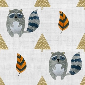 Large Scale Raccoon and Leaves Coordinate for Woodland Wonderland Animals