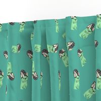 Bride of Frenchiestein - French Bulldog Halloween Costume on Teal