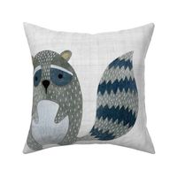 18x18 Raccoon Pillow Sham or Stuffie Front Fat Quarter Size Makes 18" Square Cushion or a Stuffed Animal Front Coordinate for Woodland Wonderland Animals