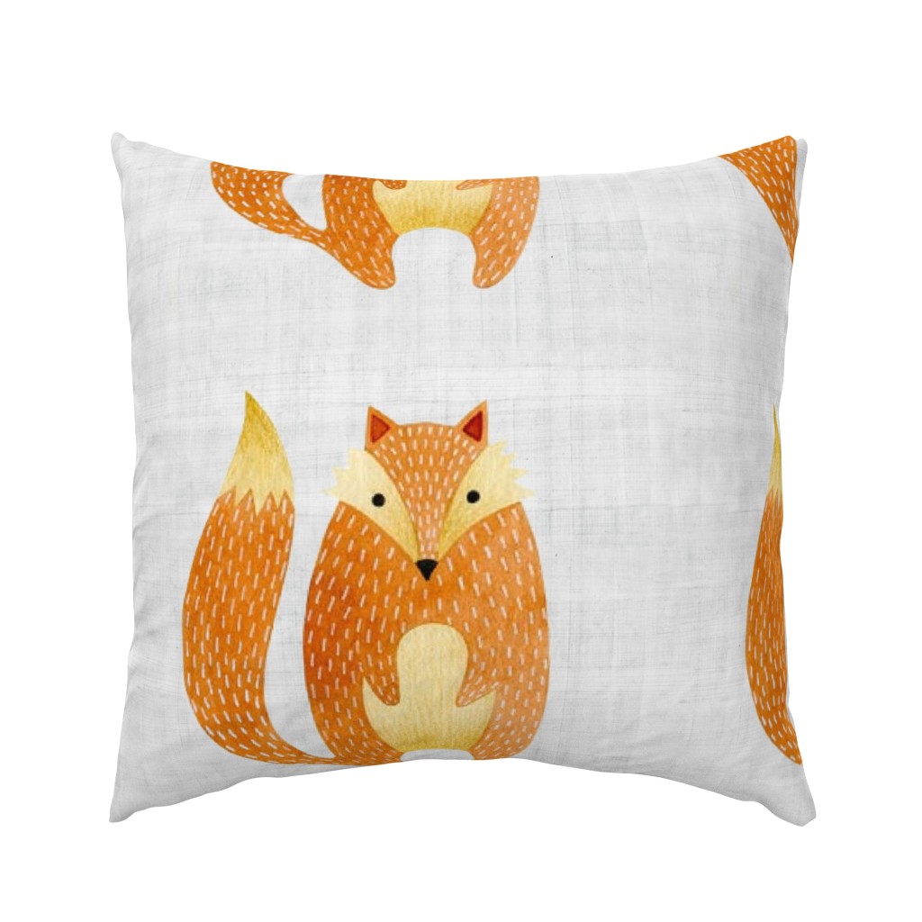 18x18 Orange Fox Pillow Sham or Stuffie Front Fat Quarter Size Makes 18" Square Cushion or a Stuffed Animal Front Coordinate for Woodland Wonderland Animals