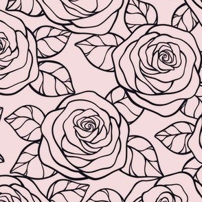Rose Cutout Pattern - Rosewater and Midnight Black