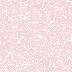 Large Rose Cutout Pattern - Rosewater and White