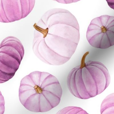 Large Scale Pastel Purple Lavender Pumpkins Fall Halloween Gourds on White