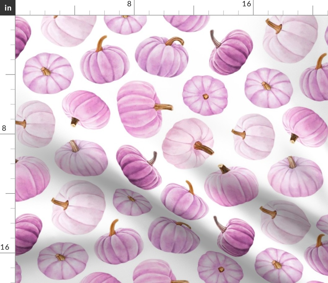 Large Scale Pastel Purple Lavender Pumpkins Fall Halloween Gourds on White