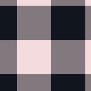 Extra Jumbo Gingham Pattern - Rosewater and Midnight Black