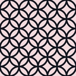 Interlocked Circles Pattern - Rosewater and Midnight Black
