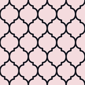 Extra Large Moroccan Tile Pattern - Rosewater and Midnight Black