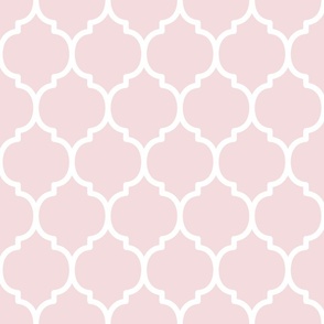 Extra Large Moroccan Tile Pattern - Rosewater and White
