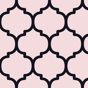 Large Moroccan Tile Pattern - Rosewater and Midnight Black