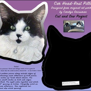 Black & White Cat Head-Rest Pillow