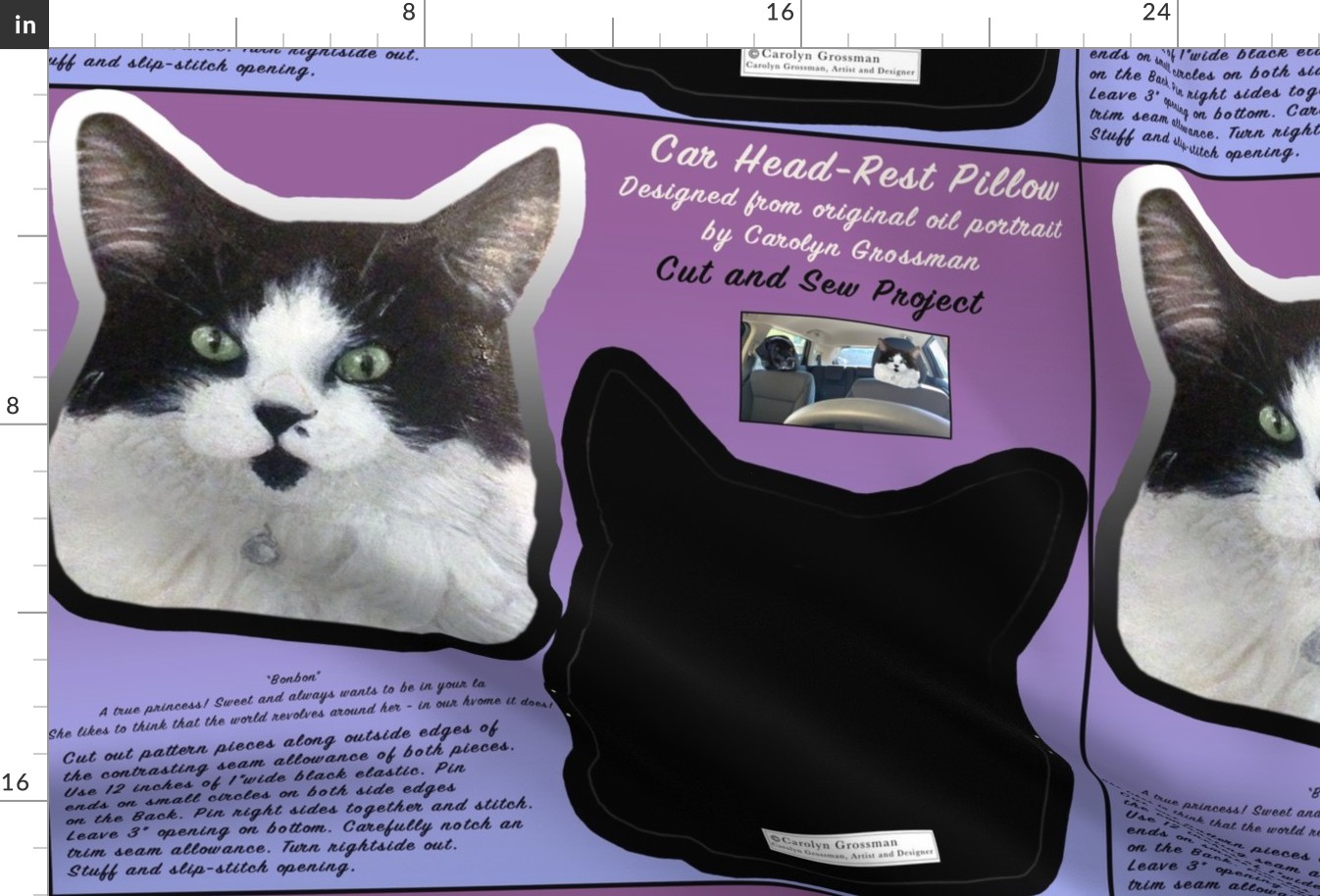 Black & White Cat Head-Rest Pillow