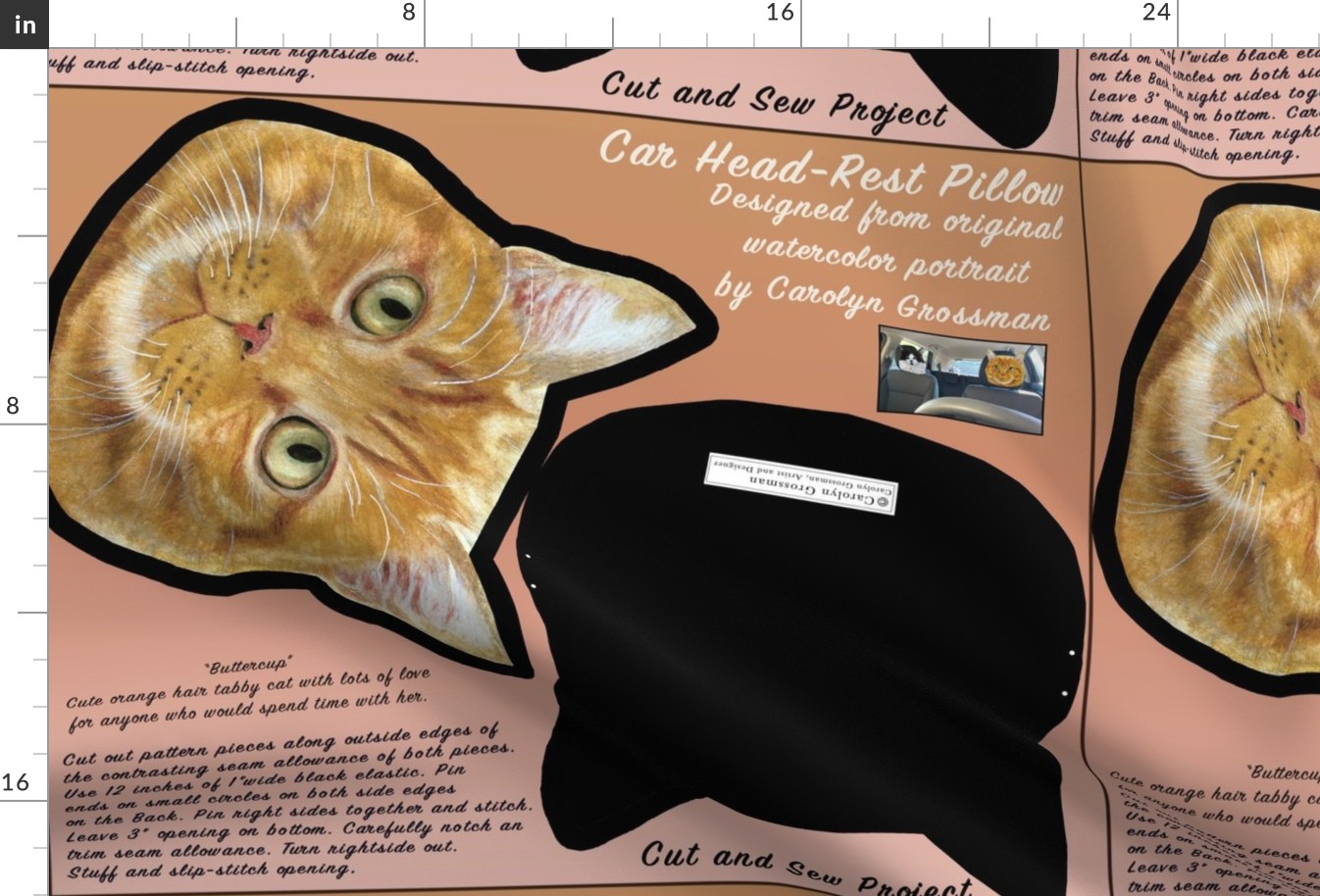 Orange  Tabby Cat Head-Rest Pillow