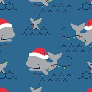 Festive Christmas Whales - Medium Scale