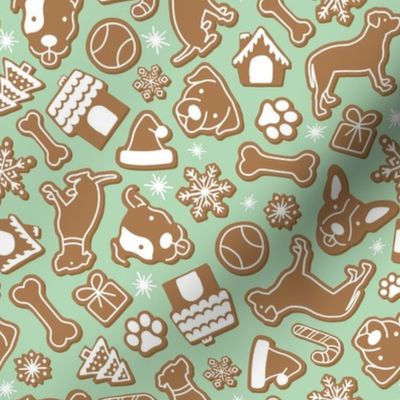 Dog Gingerbread Cookies - Mint, Medium Scale