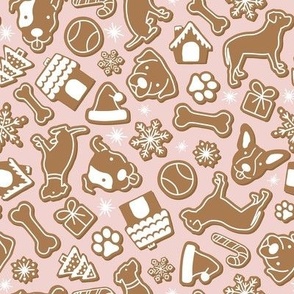 Dog Gingerbread Cookies - Pink, Medium Scale