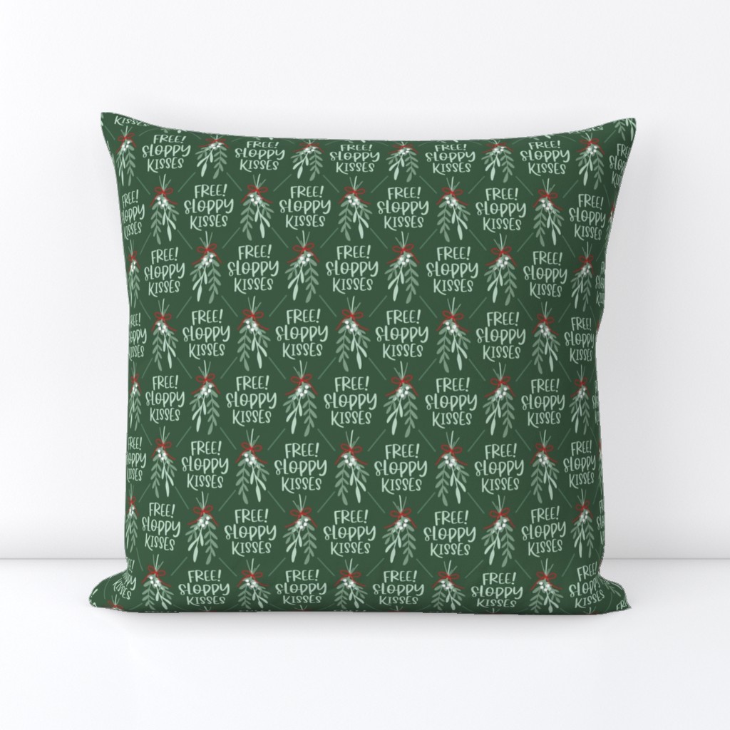 Mistletoe Dog Kisses - Dark Green, Large Scale