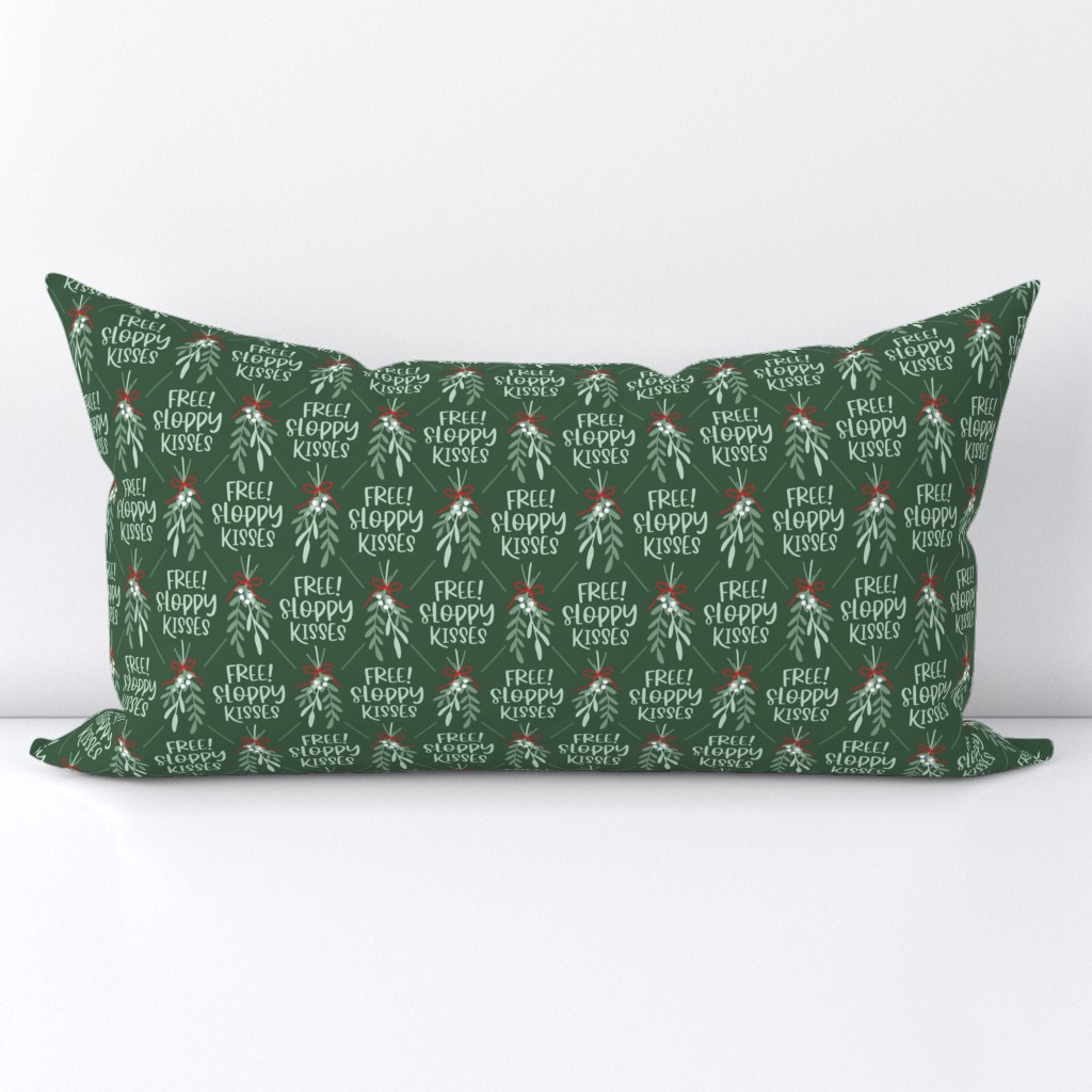 Mistletoe Dog Kisses - Dark Green, Large Scale