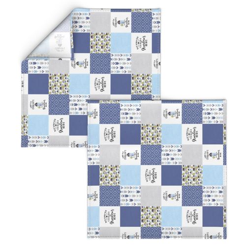 3 inch Pack My Diapers//Grandma//Blues - Wholecloth Cheater Quilt - Rotated