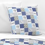 3 inch Pack My Diapers//Grandma//Blues - Wholecloth Cheater Quilt - Rotated