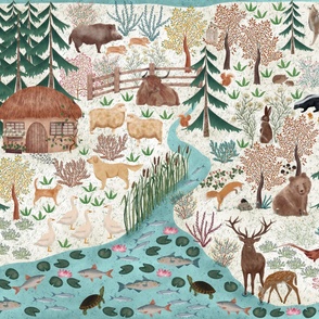 Little Cottage in the Woodland playmat light