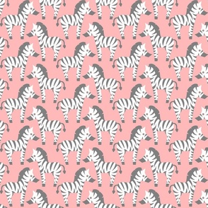 Gray & White Zebras on Pink - Large