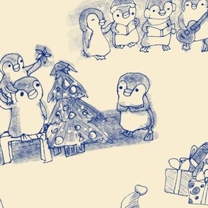 mr penguin and company - christmas toile -large
