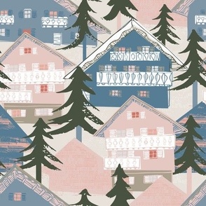 alpine villages in pink