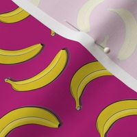 Banana Party // Normal Scale // Tropical Fruits //Yellow Banana Cerise Background 