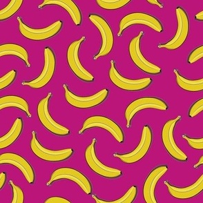 Banana Party // Normal Scale // Tropical Fruits //Yellow Banana Cerise Background 