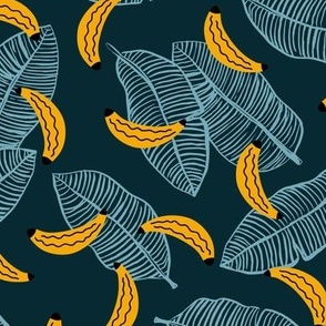 Banana leaves and banana confetti - The boys collection blue navy yellow