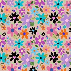 Pop Art Flower on Taupe