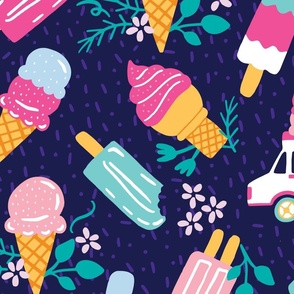 XL Ice Cream Truck Floral Summer Popsicles