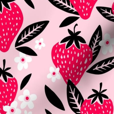 Strawberry Blooms – Magenta & Black