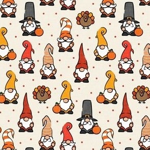 (small scale) Thanksgiving gnomes - fall gnomes turkey pumpkin - cream - LAD21