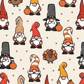 Thanksgiving gnomes - fall gnomes turkey pumpkin - cream - LAD21