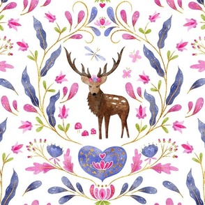 Floral Stag | Pink and Blue