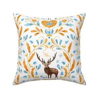 Floral Stag | Orange and Blue