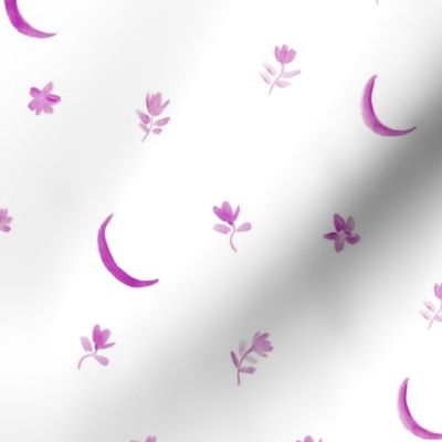 Plum baby boho moonlight - watercolor moons and florals minimalistic esoteric a404-3-6