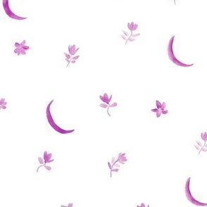 Plum baby boho moonlight - watercolor moons and florals minimalistic esoteric a404-3-6