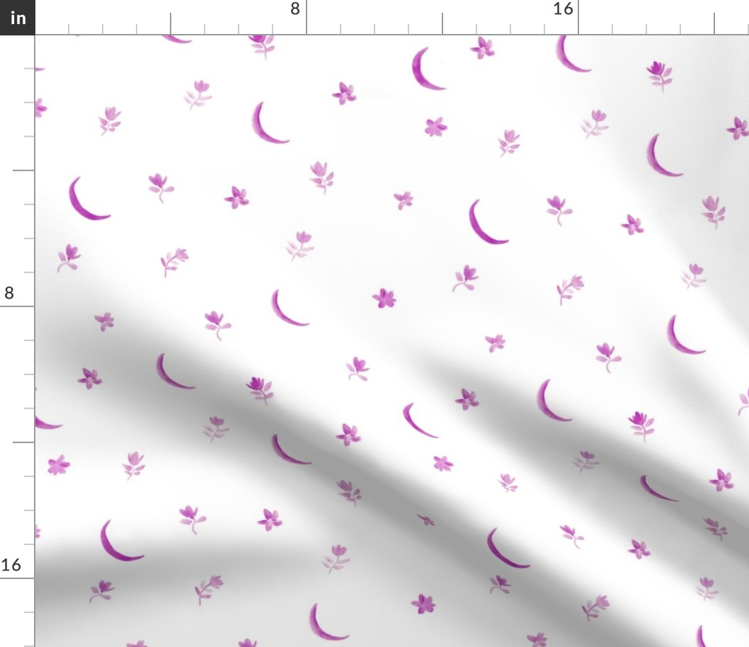 Plum baby boho moonlight - watercolor moons and florals minimalistic esoteric a404-3-6