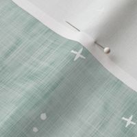 Shibori Stars in Sea Mist (large scale) | Night sky fabric, block printed stars on linen pattern, arashi shibori linen, star constellations in eucalyptus green blue gray.