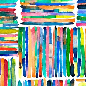 Bold painterly stripes watercolor - Multicolor Rainbow - Large Jumbo 