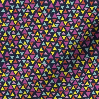Party Triangles //Normal Scale // Navy Blue Background // Multi Color Triangles
